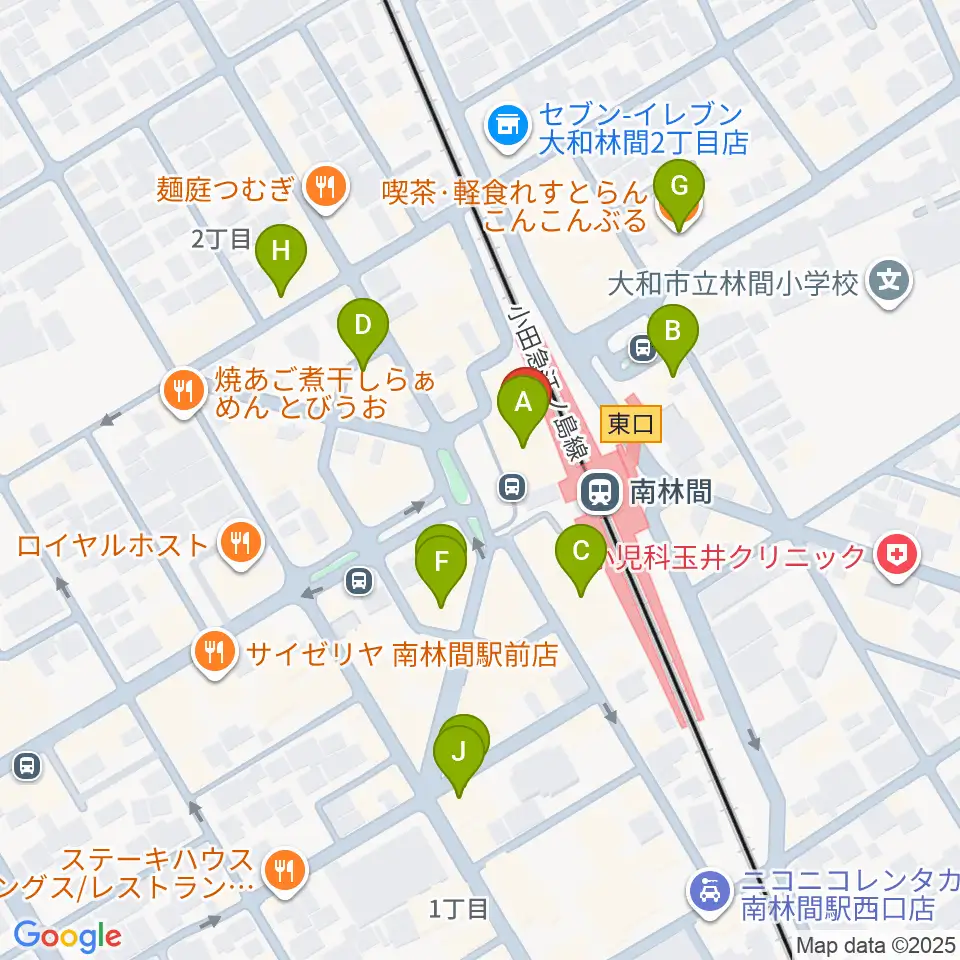 南林間カルチャーセンター周辺のカフェ一覧地図