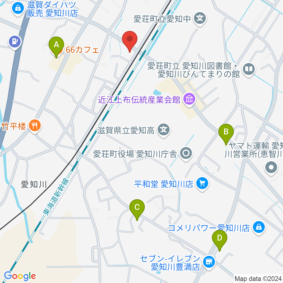 塚本楽器 愛知川店スタジオ周辺のカフェ一覧地図