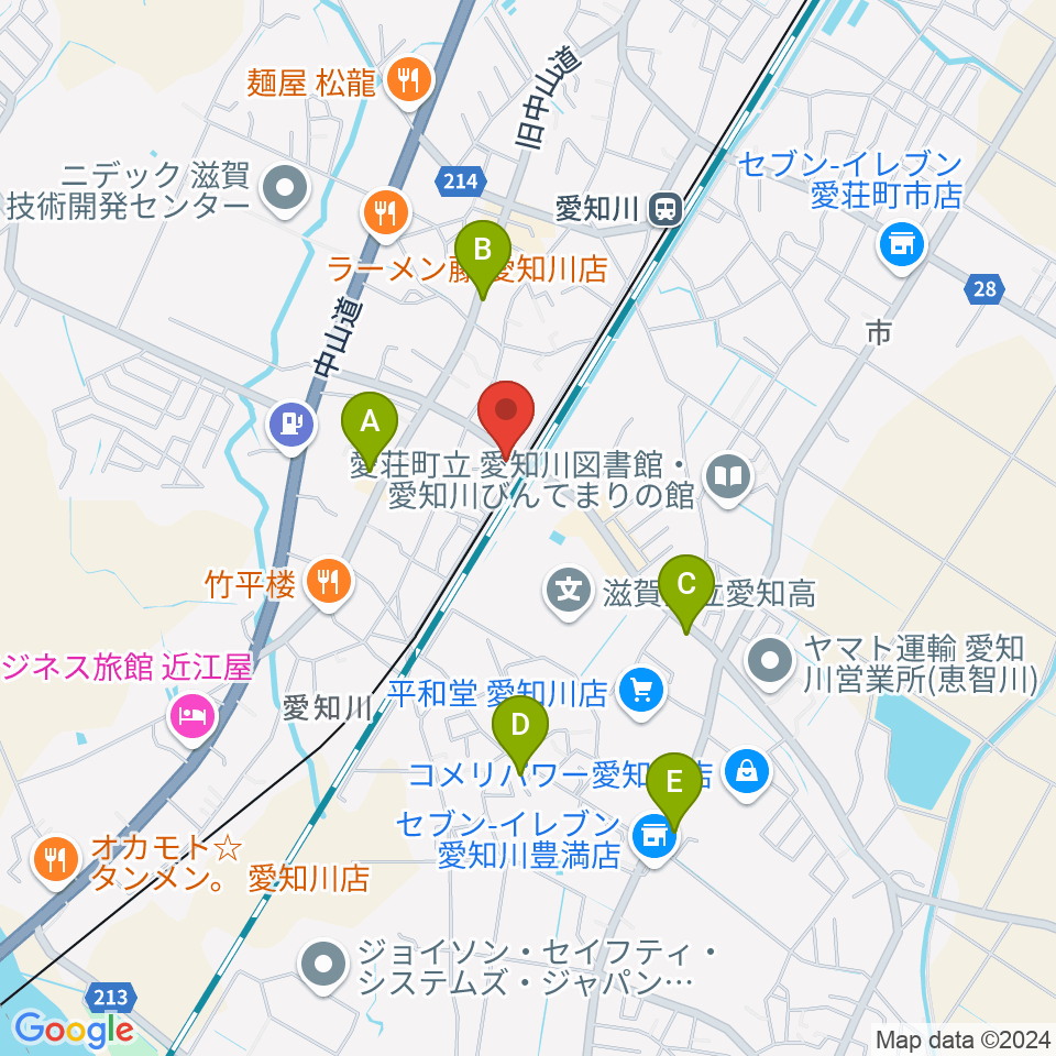 塚本楽器 愛知川店周辺のカフェ一覧地図