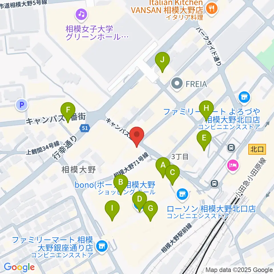 相模大野カルチャーセンター周辺のカフェ一覧地図