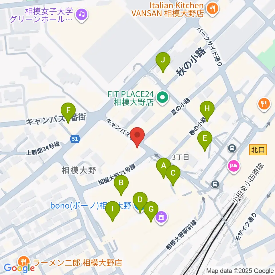 相模大野カルチャーセンター周辺のカフェ一覧地図