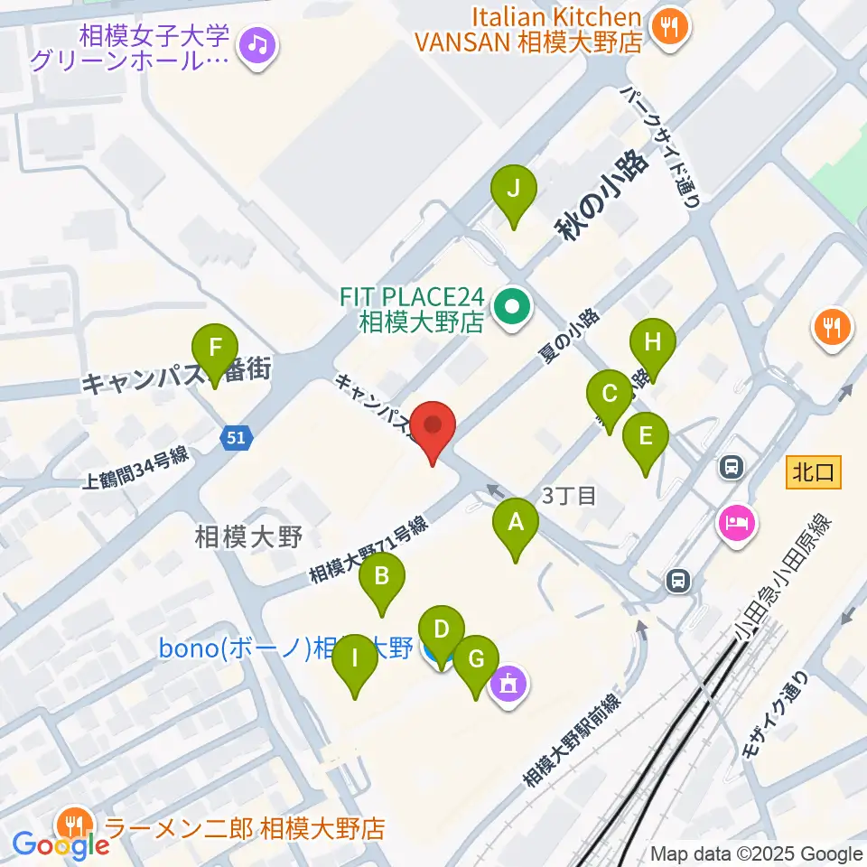相模大野カルチャーセンター周辺のカフェ一覧地図