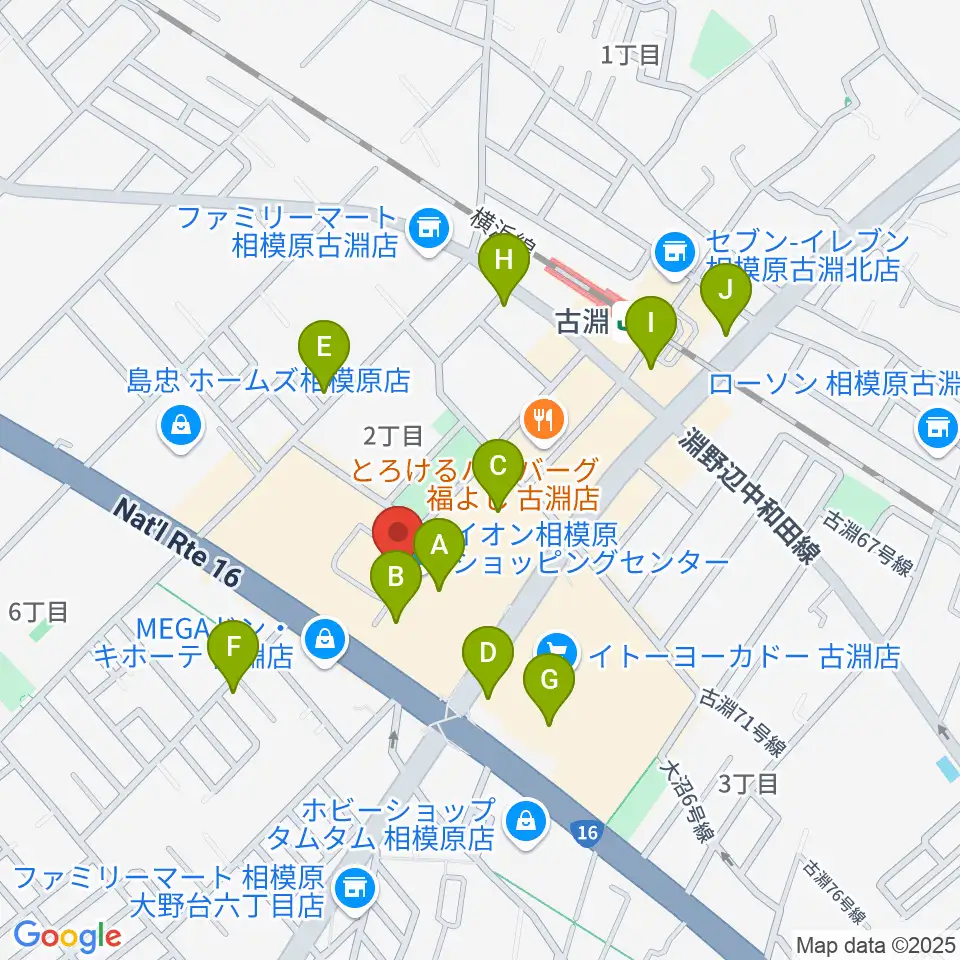 相模原カルチャーセンター古淵店周辺のカフェ一覧地図