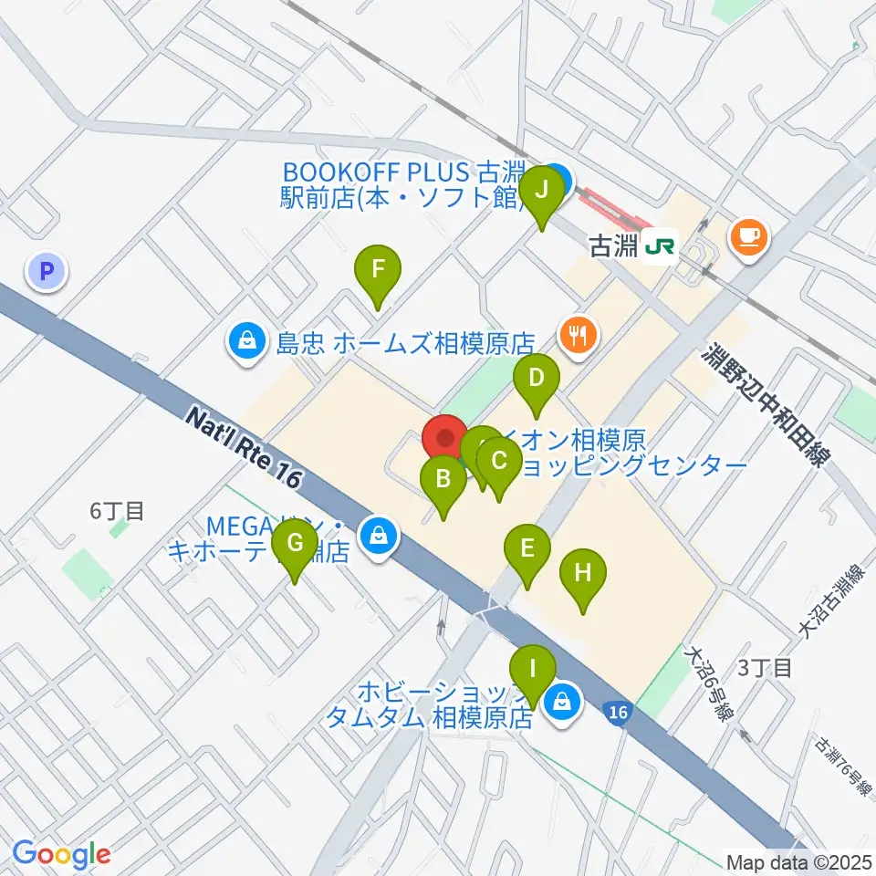 相模原カルチャーセンター古淵店周辺のカフェ一覧地図