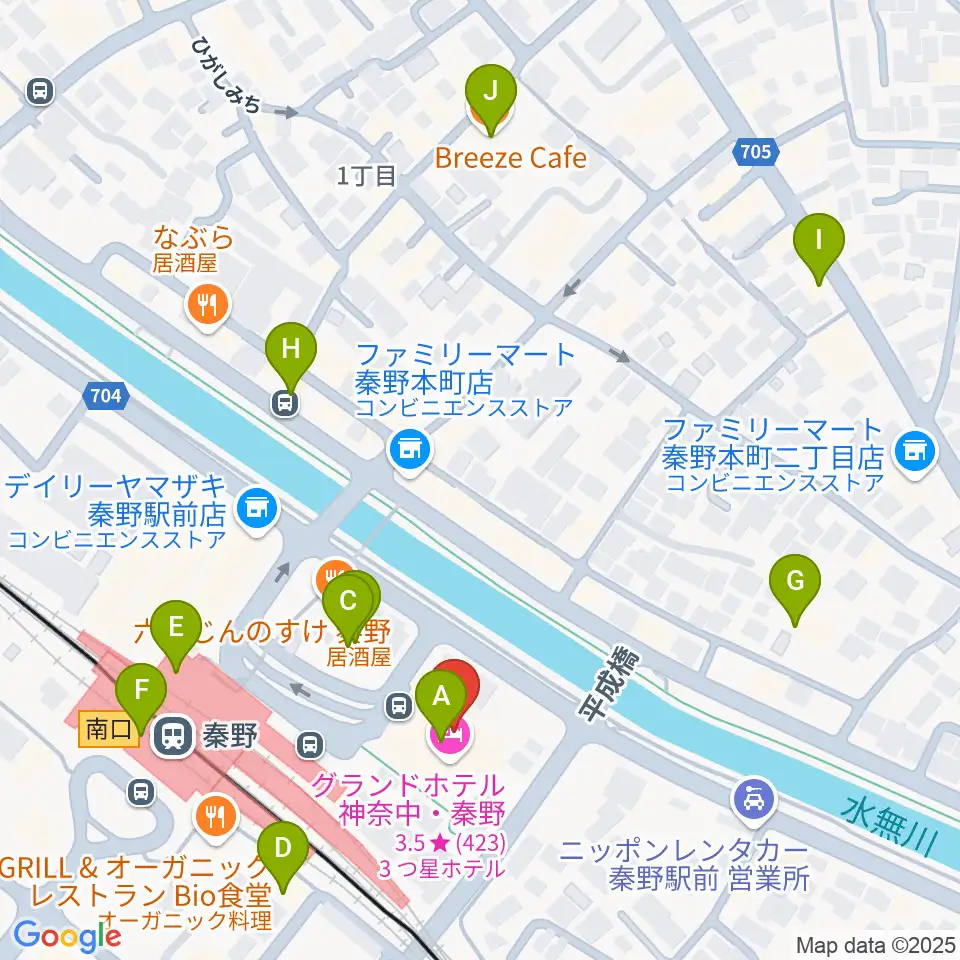 秦野カルチャーセンター周辺のカフェ一覧地図