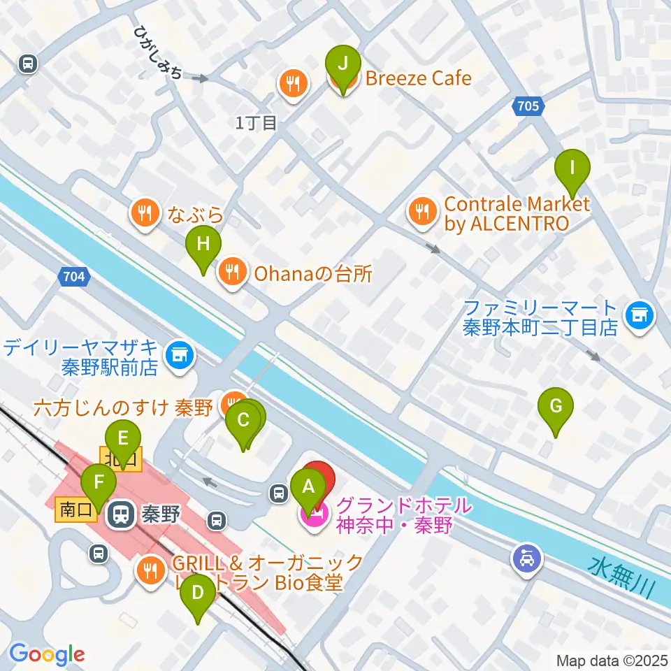 秦野カルチャーセンター周辺のカフェ一覧地図