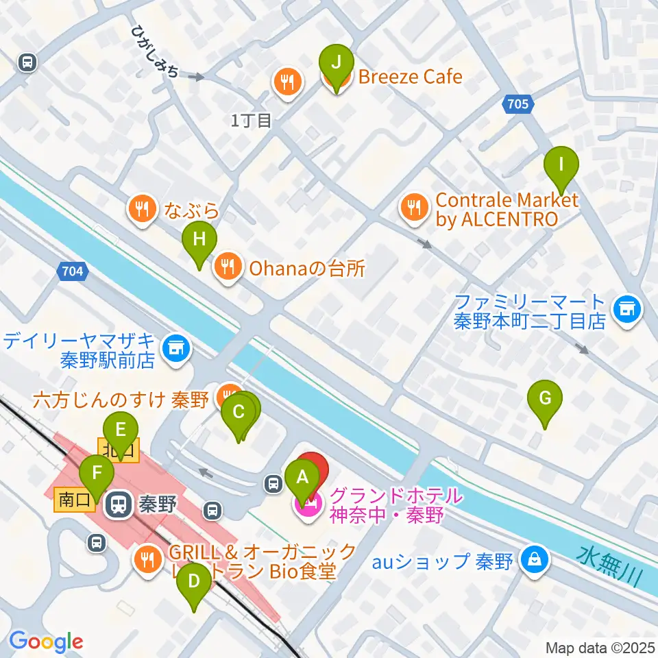 秦野カルチャーセンター周辺のカフェ一覧地図
