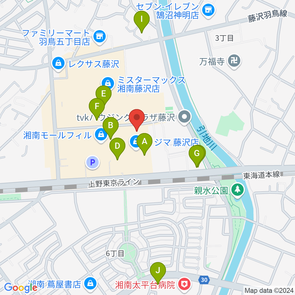 湘南モールカルチャーセンター周辺のカフェ一覧地図