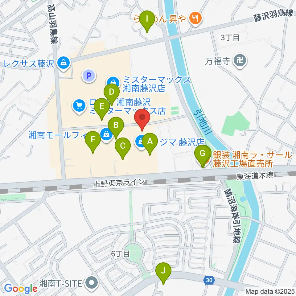 湘南モールカルチャーセンター周辺のカフェ一覧地図