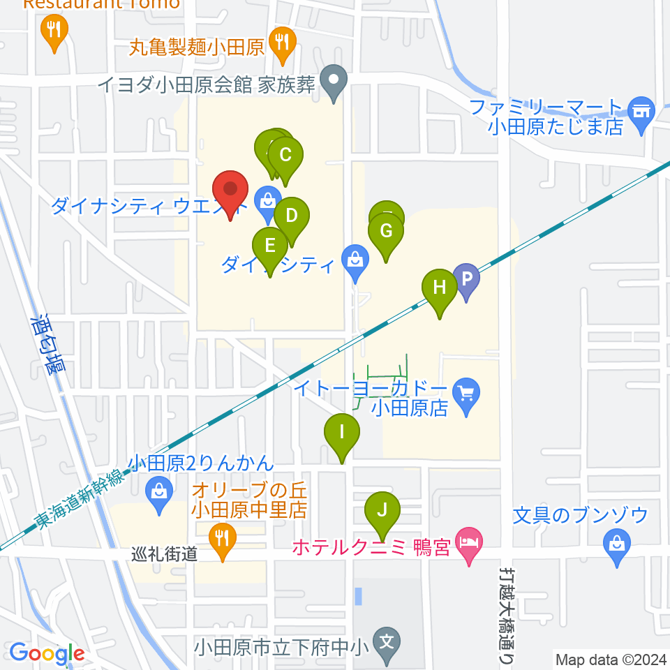 カルチャーセンター小田原周辺のカフェ一覧地図