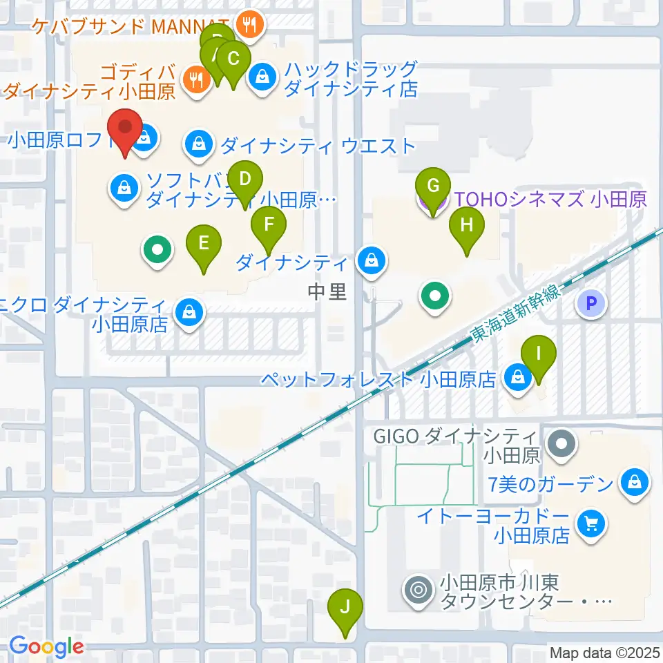 カルチャーセンター小田原周辺のカフェ一覧地図