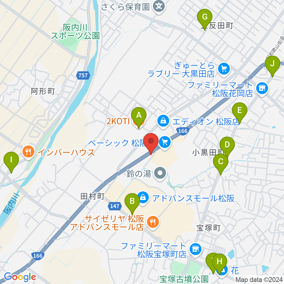 村井楽器 松阪店周辺のカフェ一覧地図