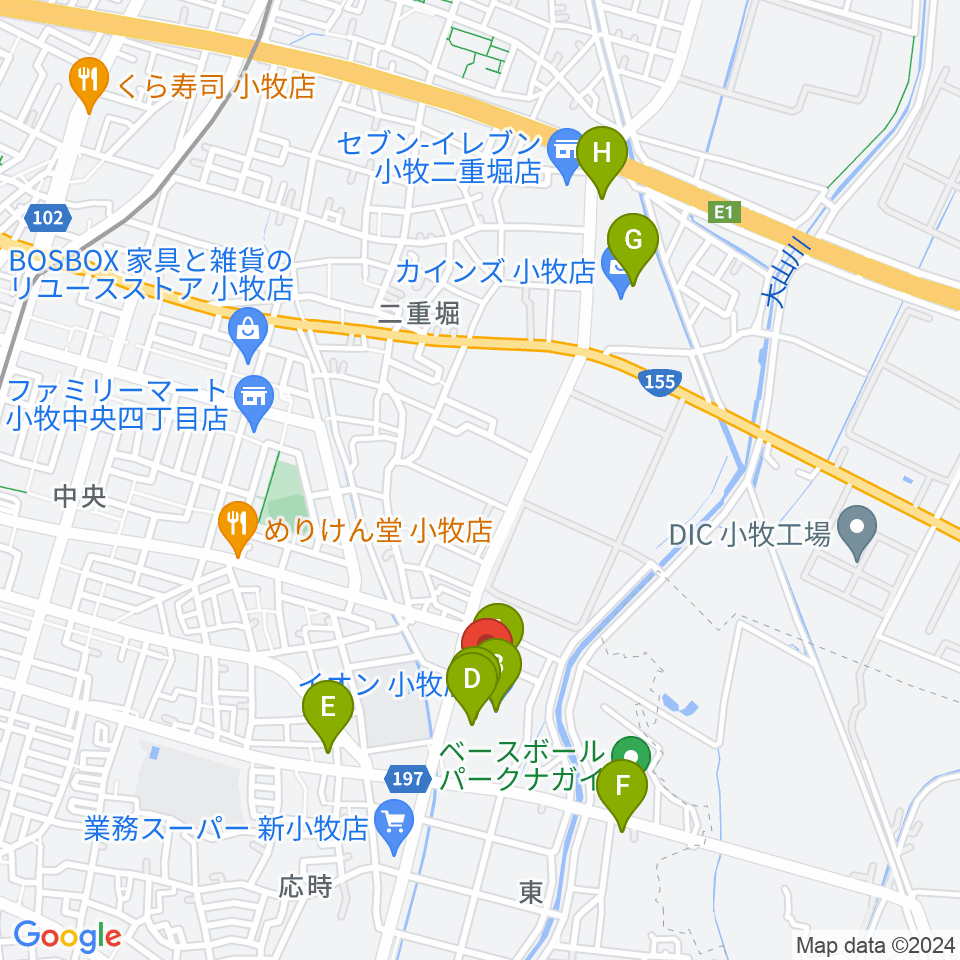 村井楽器小牧店周辺のカフェ一覧地図