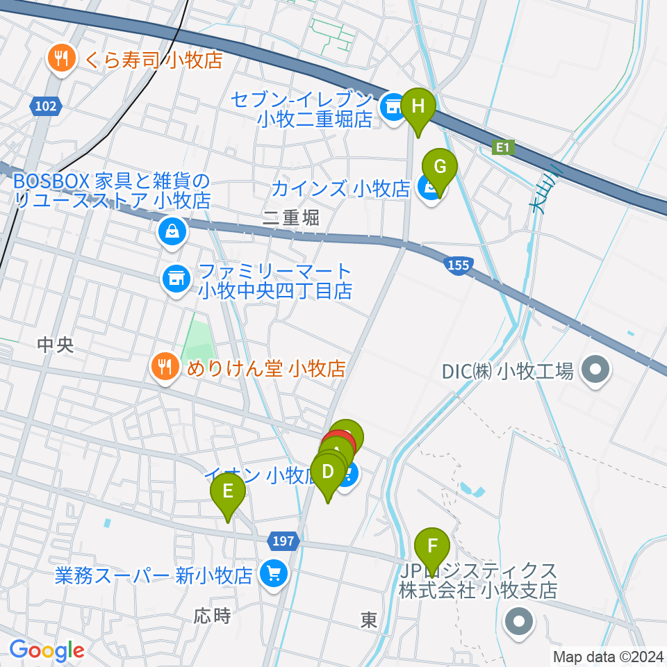 村井楽器小牧店周辺のカフェ一覧地図