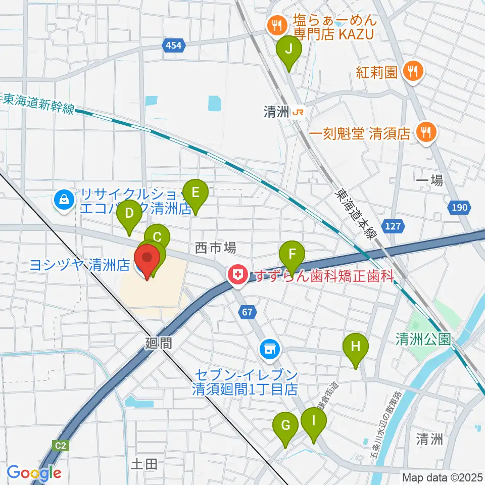 清洲カルチャーセンター周辺のカフェ一覧地図