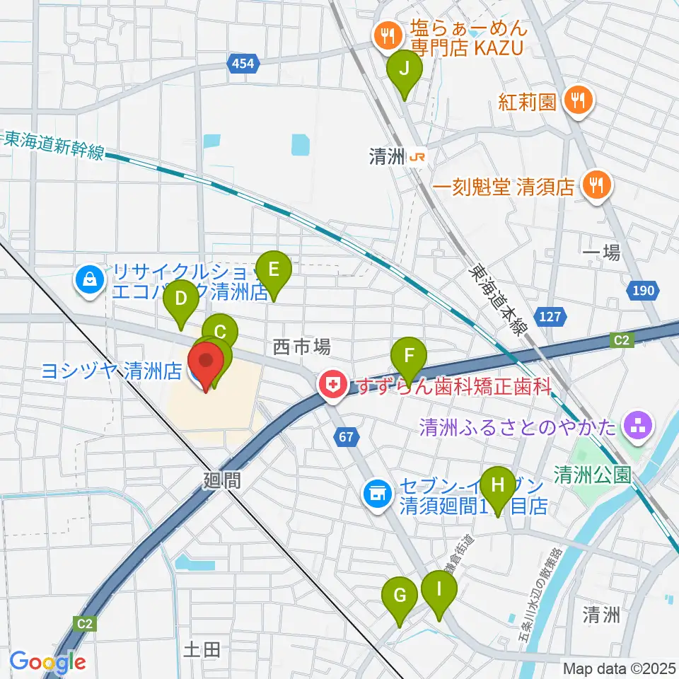清洲カルチャーセンター周辺のカフェ一覧地図