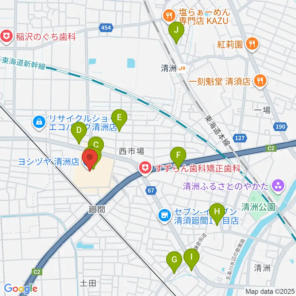 清洲カルチャーセンター周辺のカフェ一覧地図