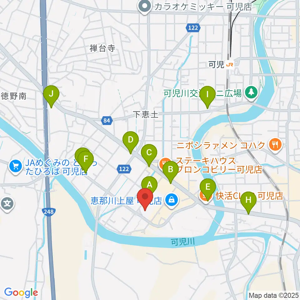 可児カルチャーセンター周辺のカフェ一覧地図