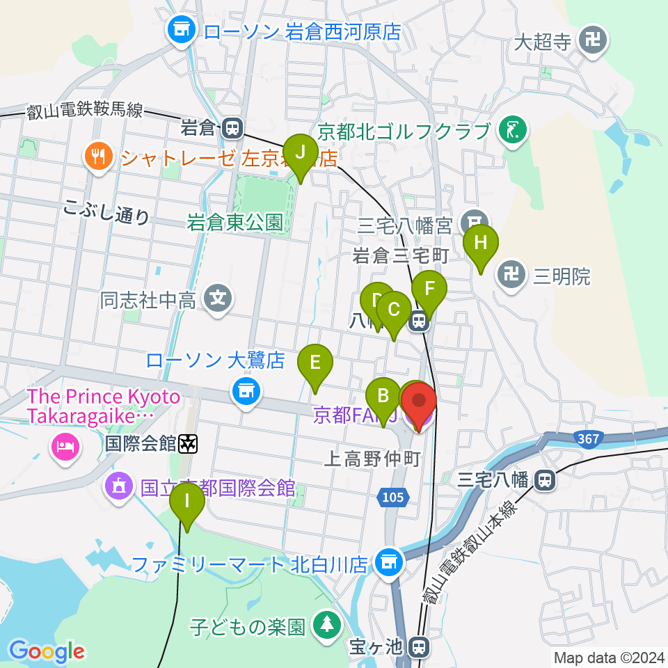 京都FANJ周辺のカフェ一覧地図