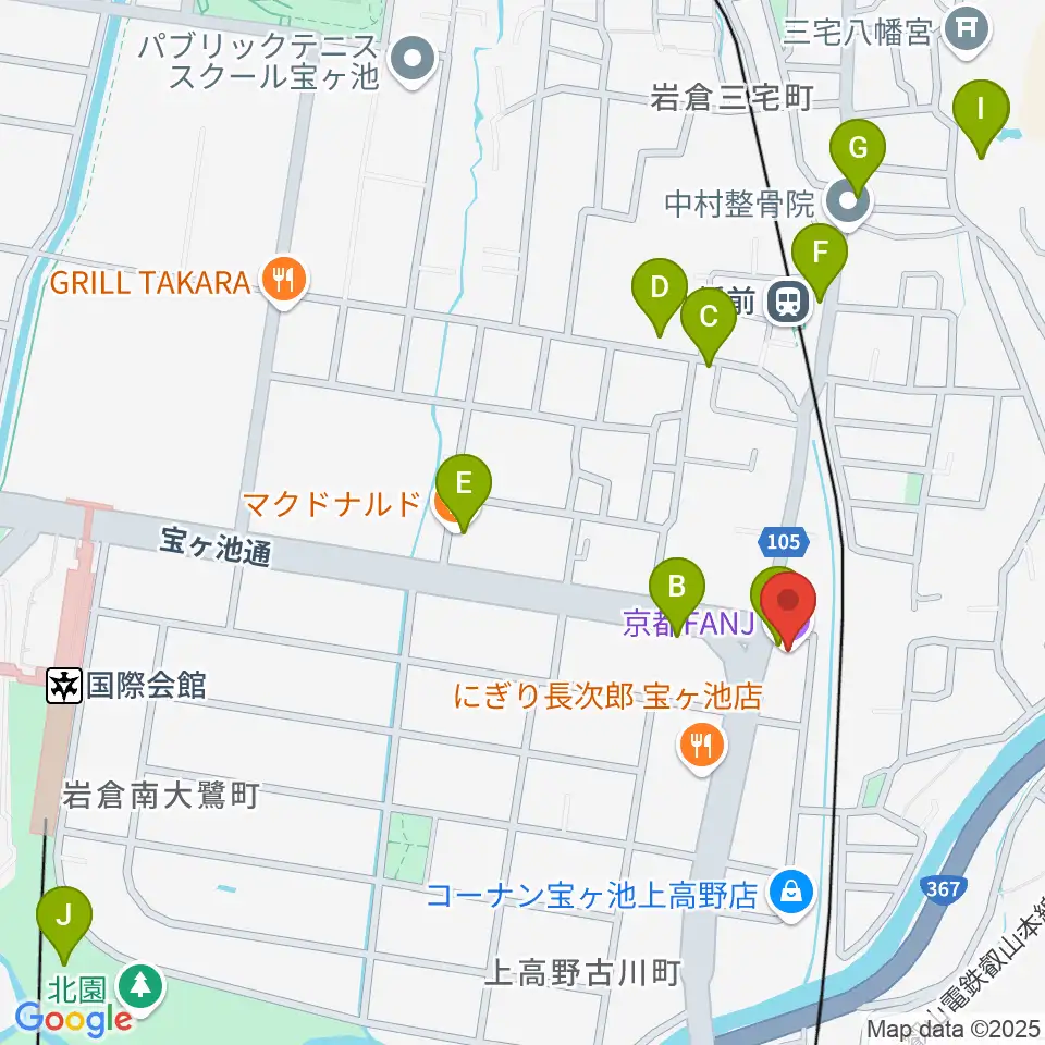 京都FANJ周辺のカフェ一覧地図
