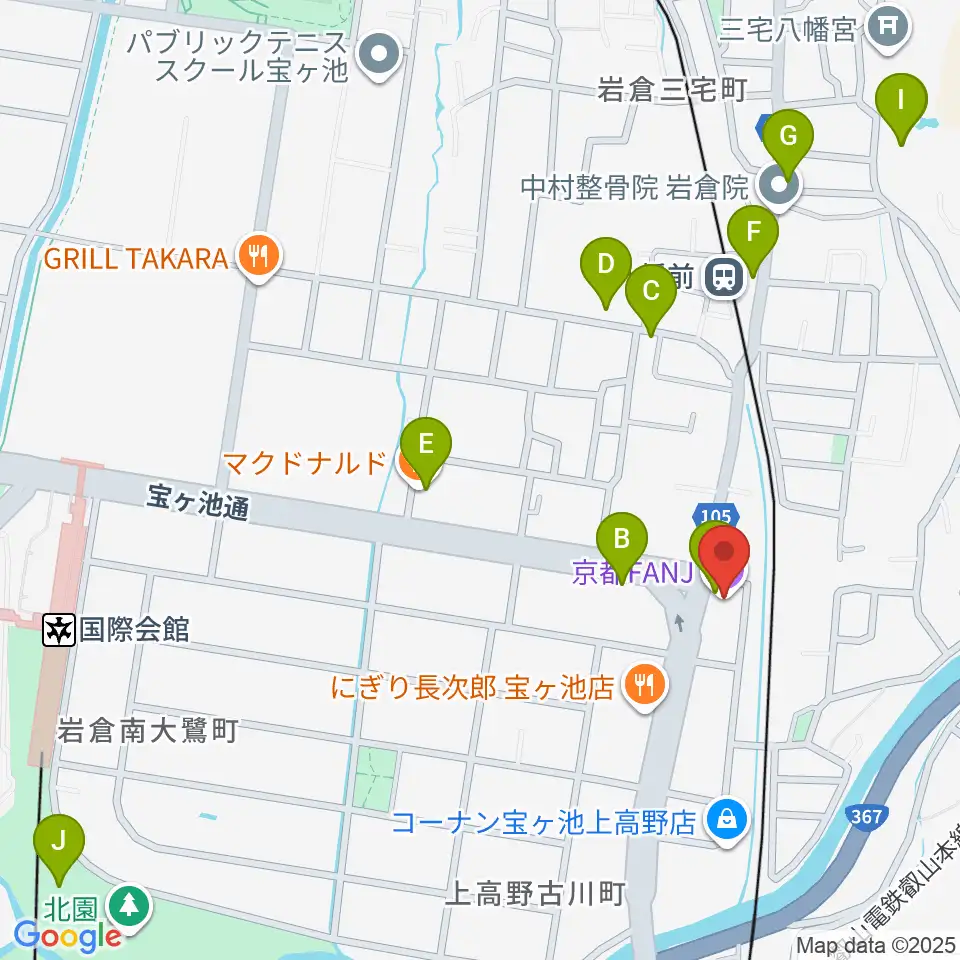 京都FANJ周辺のカフェ一覧地図