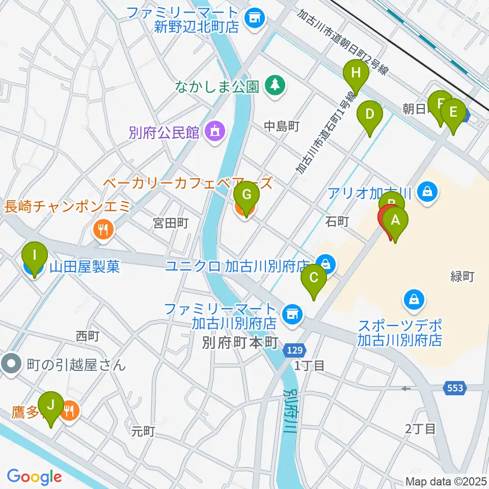 ヨークカルチャーセンター加古川周辺のカフェ一覧地図