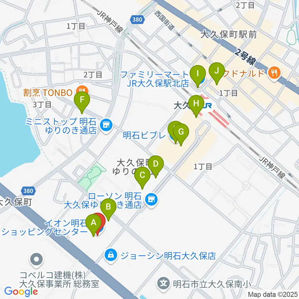 明石カルチャーセンター周辺のカフェ一覧地図