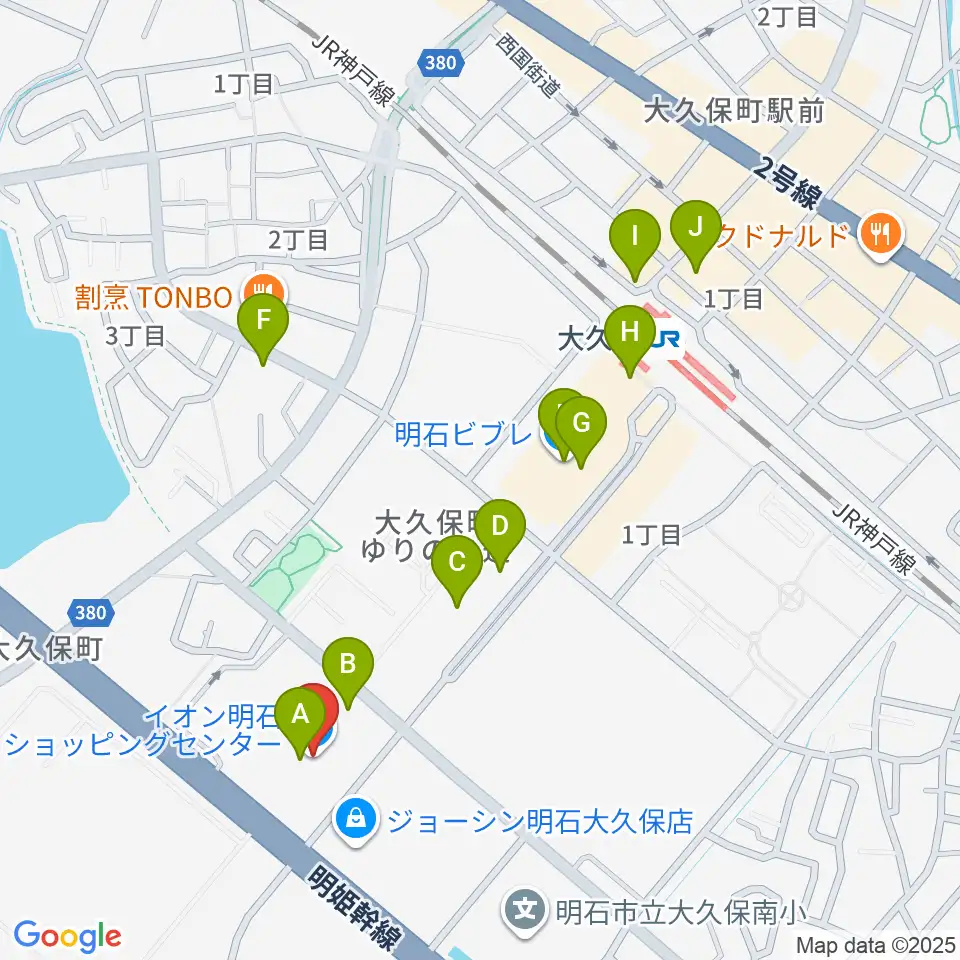 明石カルチャーセンター周辺のカフェ一覧地図