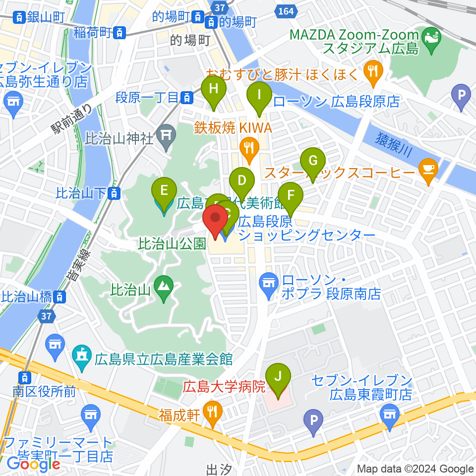 広島カルチャーセンター周辺のカフェ一覧地図