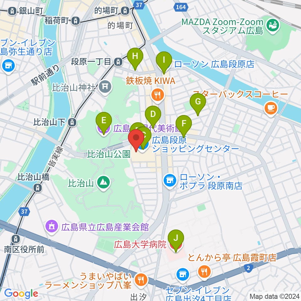 広島カルチャーセンター周辺のカフェ一覧地図