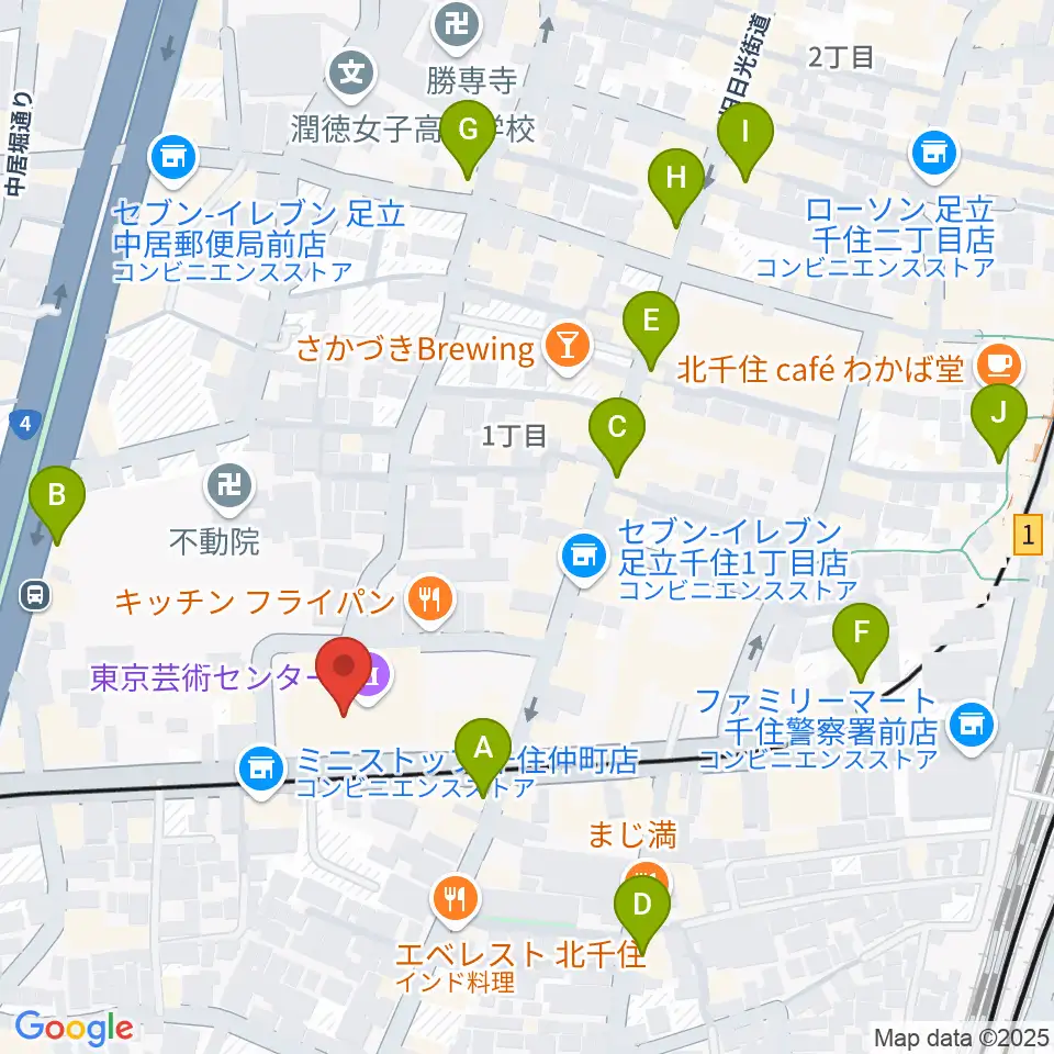 天空劇場周辺のカフェ一覧地図