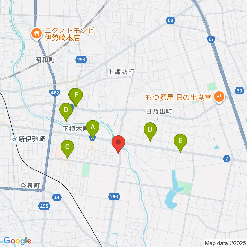 鈴木楽器 伊勢崎支店周辺のカフェ一覧地図
