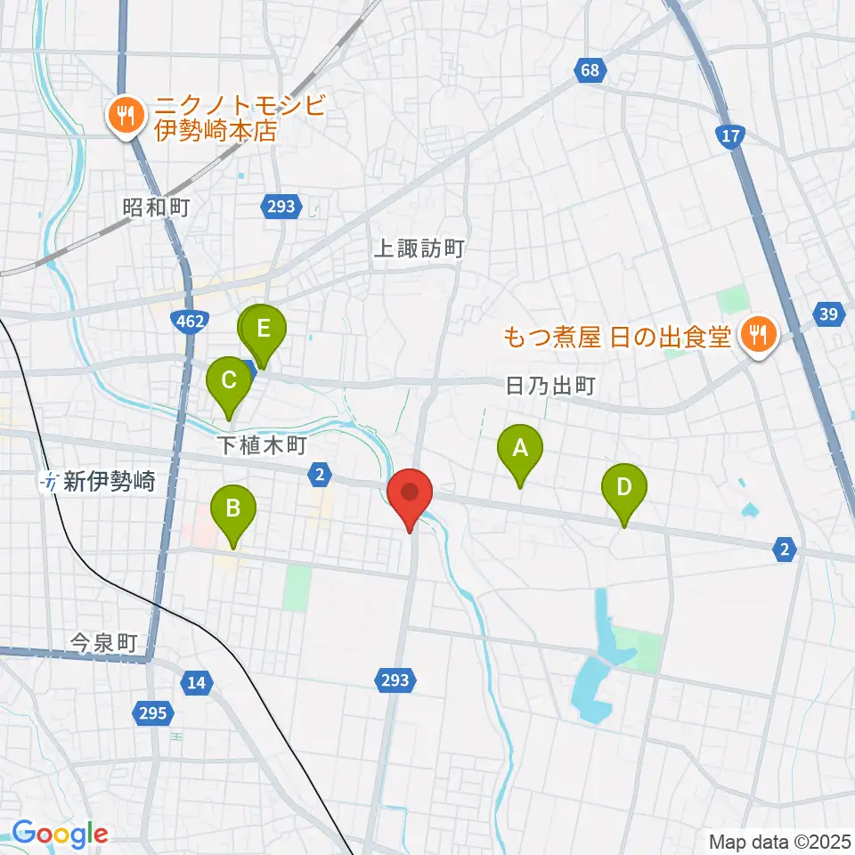 鈴木楽器 伊勢崎支店周辺のカフェ一覧地図