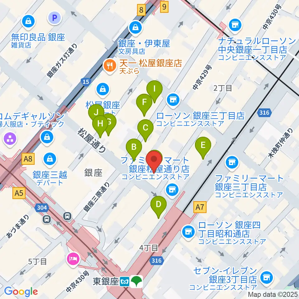銀座フェニックスプラザ周辺のカフェ一覧地図