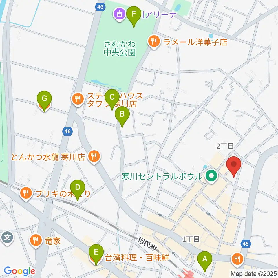 長谷川楽器店 寒川センター周辺のカフェ一覧地図