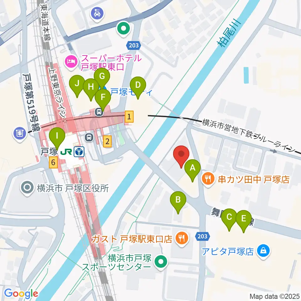 昭和音楽大学附属音楽・バレエ教室 戸塚校周辺のカフェ一覧地図