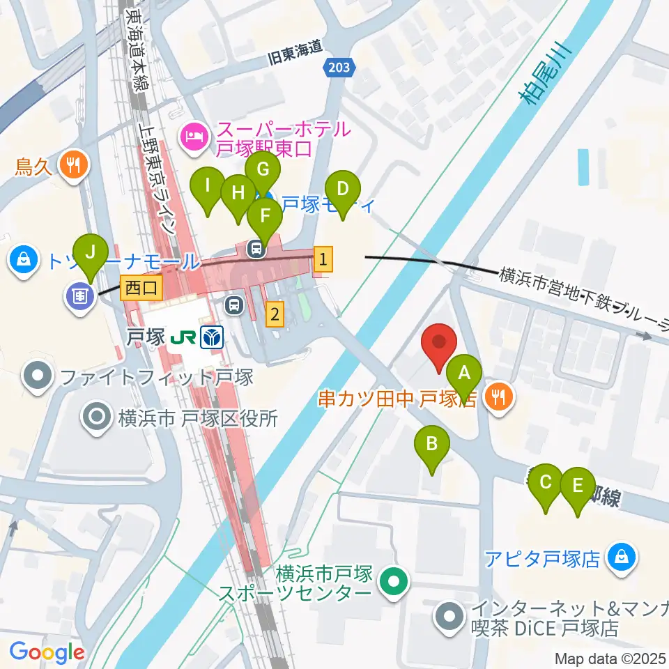 昭和音楽大学附属音楽・バレエ教室 戸塚校周辺のカフェ一覧地図