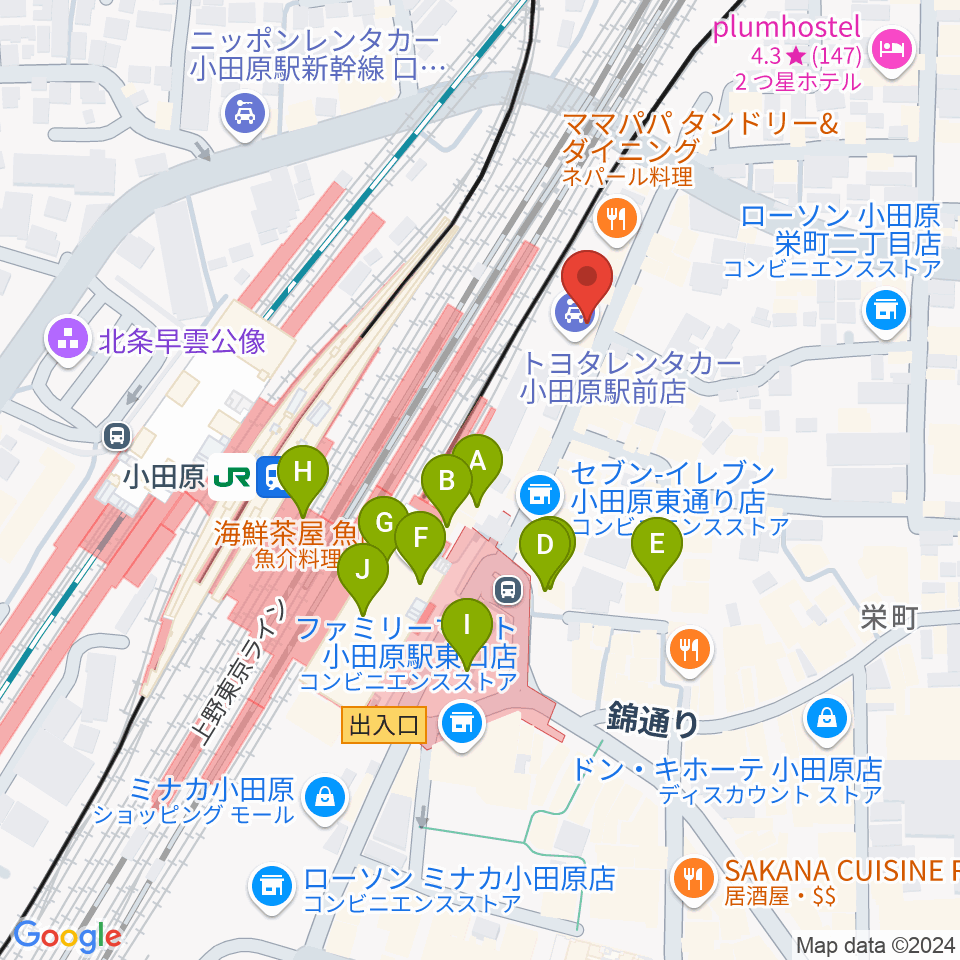 昭和音楽大学附属音楽・バレエ教室 小田原校周辺のカフェ一覧地図