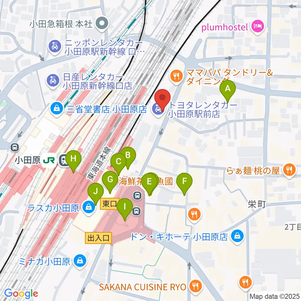 昭和音楽大学附属音楽・バレエ教室 小田原校周辺のカフェ一覧地図