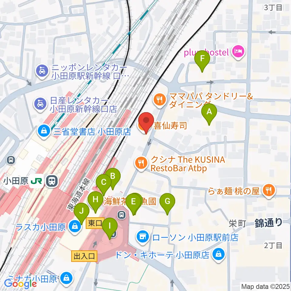 昭和音楽大学附属音楽・バレエ教室 小田原校周辺のカフェ一覧地図