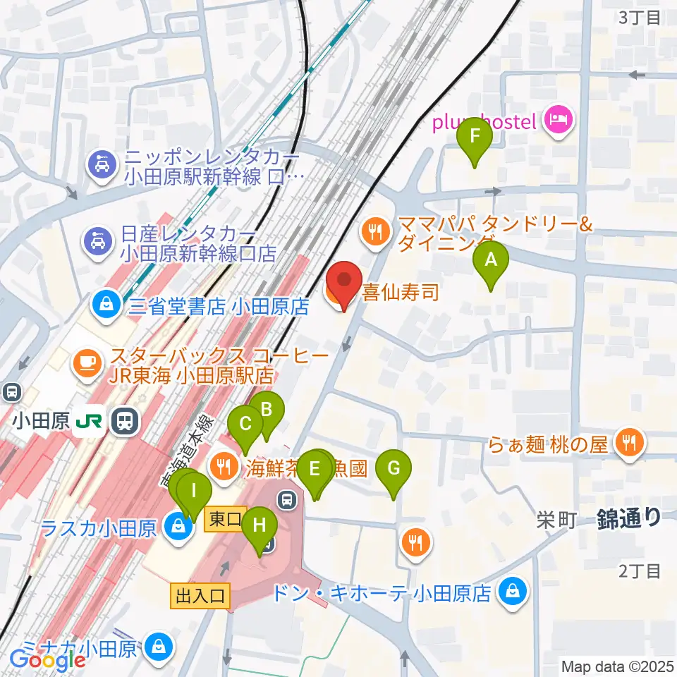 昭和音楽大学附属音楽・バレエ教室 小田原校周辺のカフェ一覧地図