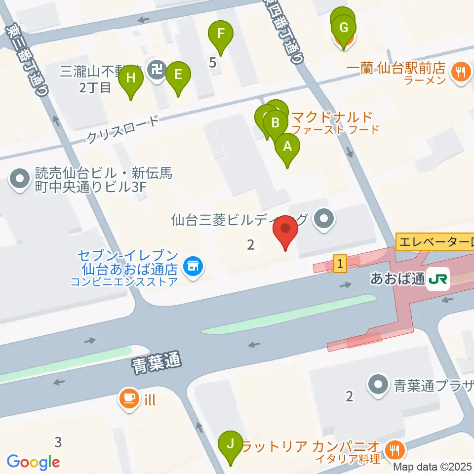 昭和音楽大学附属音楽教室 仙台校周辺のカフェ一覧地図