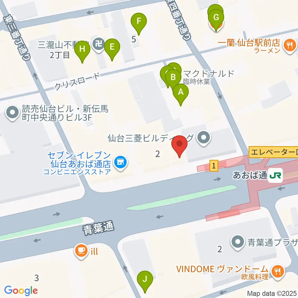 昭和音楽大学附属音楽教室 仙台校周辺のカフェ一覧地図