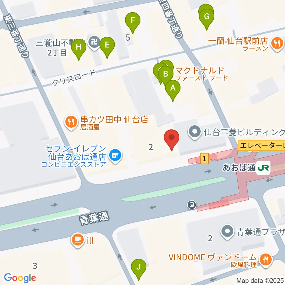 昭和音楽大学附属音楽教室 仙台校周辺のカフェ一覧地図