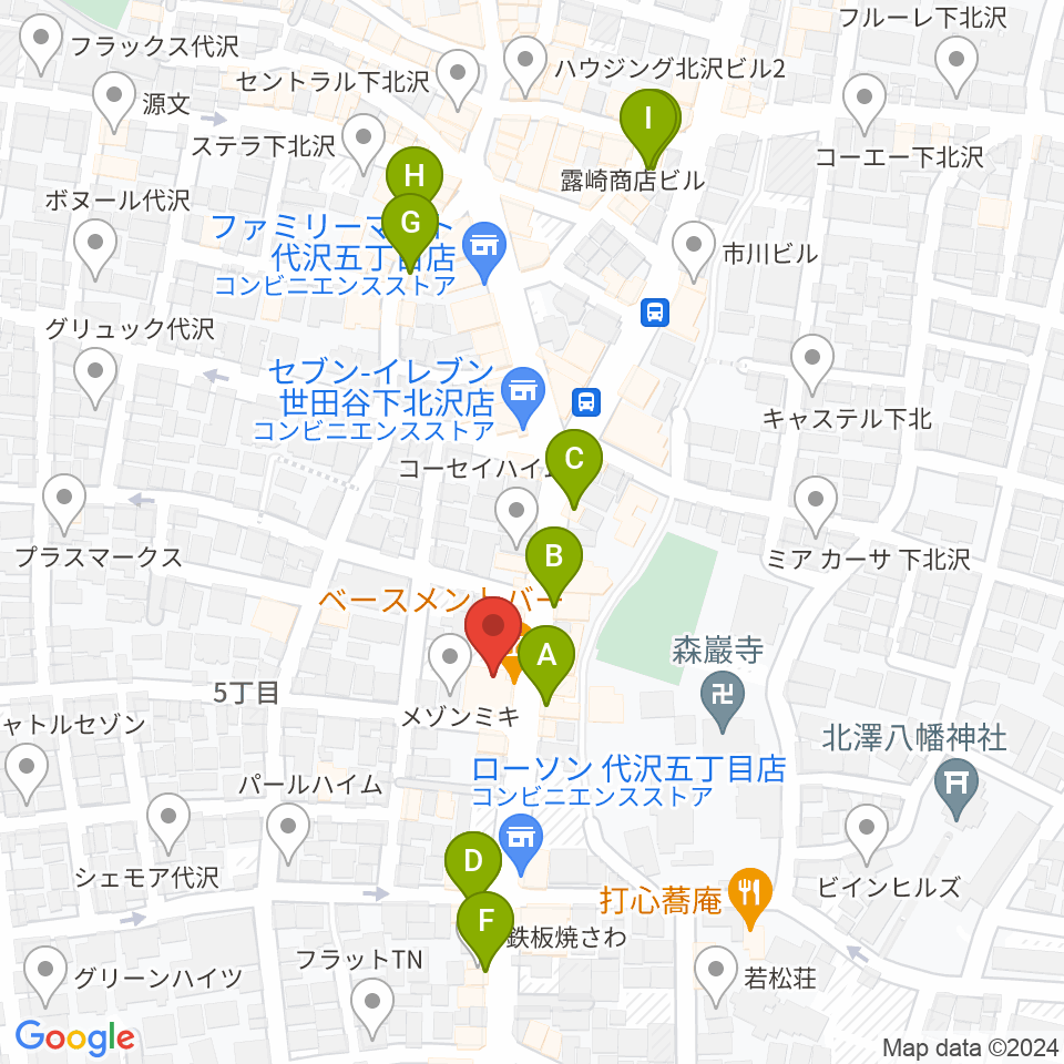 下北沢BASEMENT BAR周辺のカフェ一覧地図