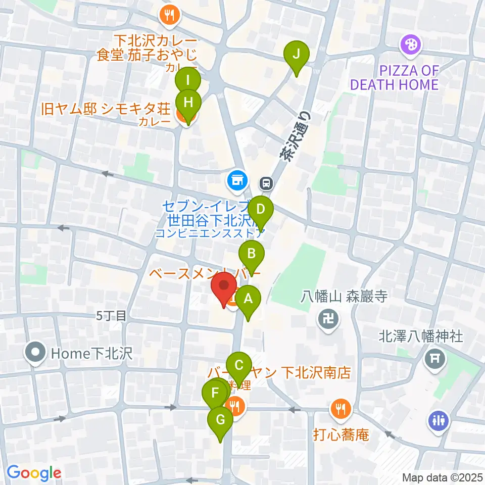 下北沢BASEMENT BAR周辺のカフェ一覧地図