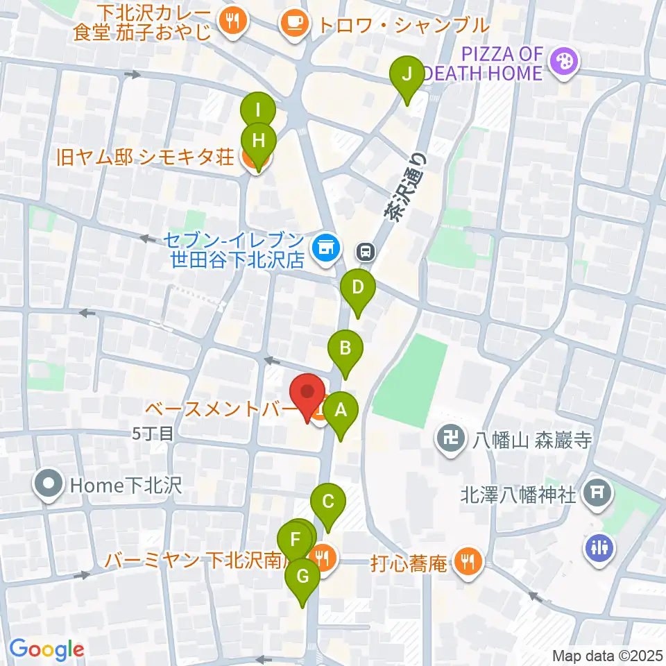 下北沢BASEMENT BAR周辺のカフェ一覧地図