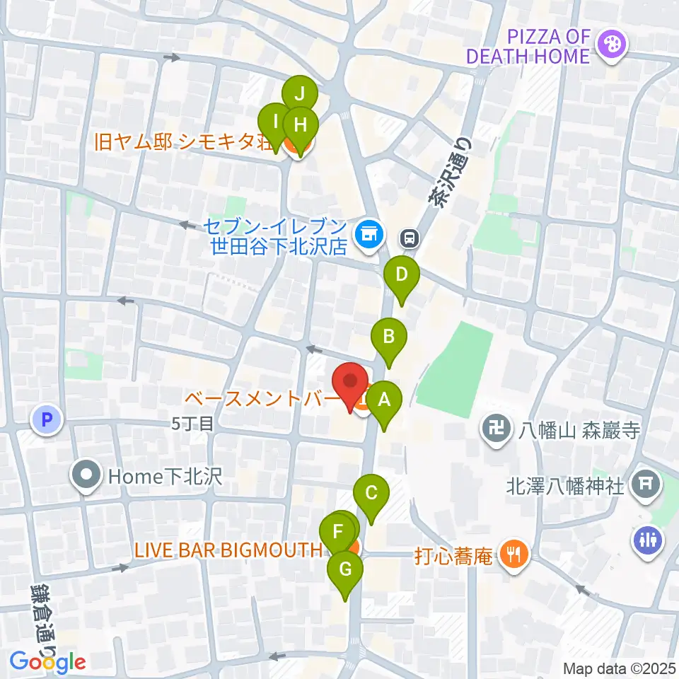 下北沢BASEMENT BAR周辺のカフェ一覧地図