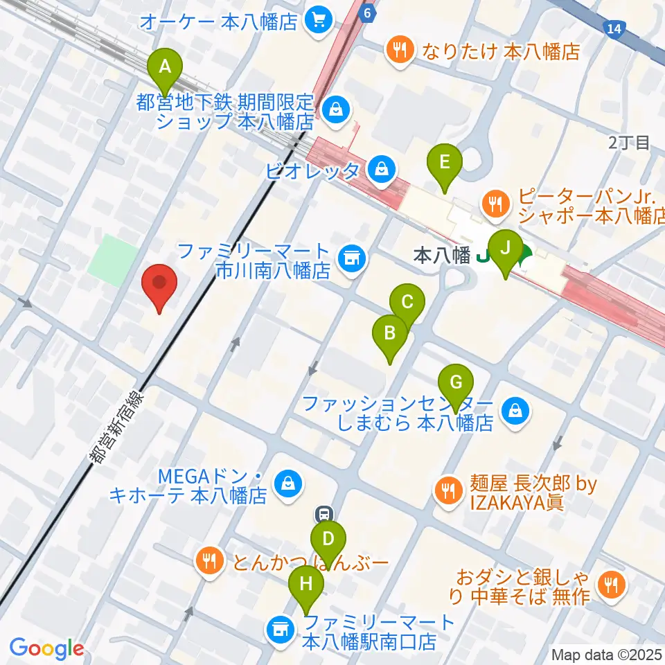 カノン音楽教室 本八幡校周辺のカフェ一覧地図