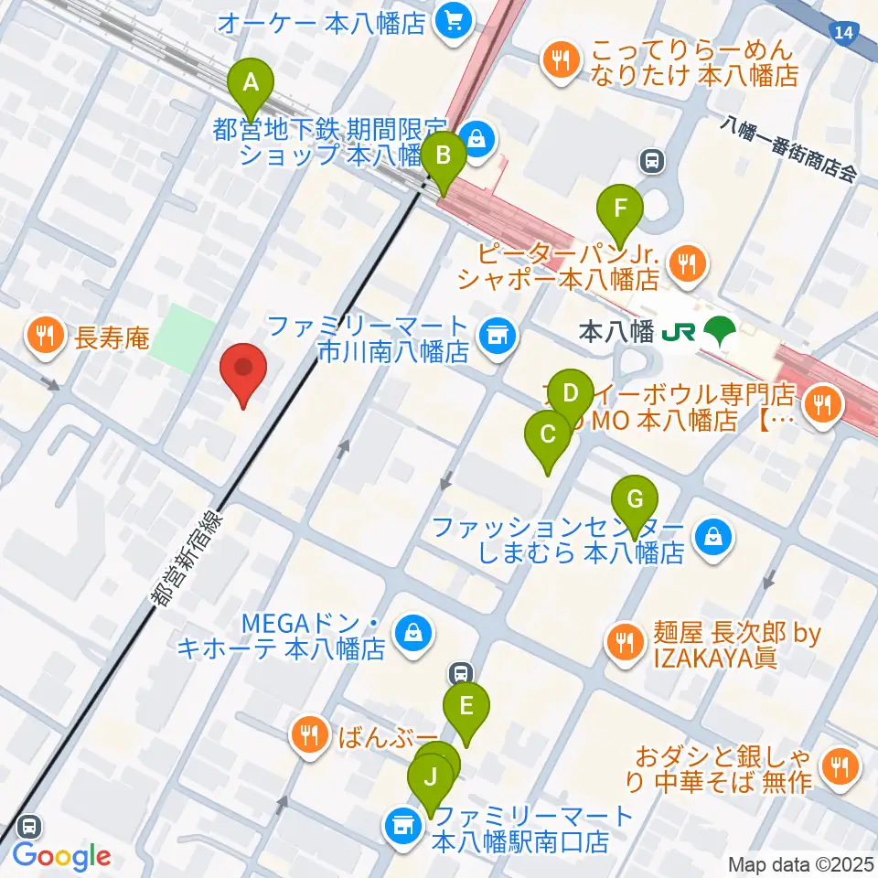 カノン音楽教室 本八幡校周辺のカフェ一覧地図